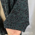 Alex Evenings Women'sā XL Open Front Cardigan Blazer Sparkle Black Teal Paisley Photo 2