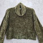 Charlotte Russe Charlotte Ruse Green Turtleneck Crop Chenille Flare Sleeve Y2K VTG Sweater Small Photo 2