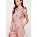 Strut & Bolt mauve color Ruffled Zip Up Sleeveless Twill Jumpsuit size L NWT Photo 5