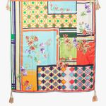 Johnny Was  Lucana Scarf Large Silk Tassels Mix Print Patchwork Artsy Maximalist Photo 1