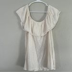 Old Navy 🦋 Cream Ruffle Off the Shoulder Short Sleeve Blouse Casual Comfy Neutral Photo 3