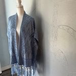 Ruby Rd . Blue Geometric Women's Poncho Photo 2