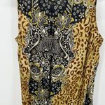 Seven Island Top Women 2X Black Brown Tan Paisley Print Sleeveless Caged Front Photo 0