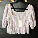 Lush Clothing Lush Lavender And White Stripe‎ Top Size Large Photo 0