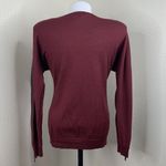 Lafayette 148 L/S Zipper Sleeves Pullover Merino Wool Sweater Top Sz S Burgundy Photo 3