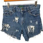 Ralph Lauren  Polo Jeans Co Womens Cutoff Jean Shorts 6 Distressed 5" inseam Photo 0