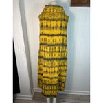 Bryn Walker Linen Tie Dye Cowl Neck Sleeveless Dress in Black/Yellow. Size M Photo 1