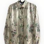 MSGM FOIL Metallic Silk floral Printed Button down Blouse top collar gold 40 / S Photo 4