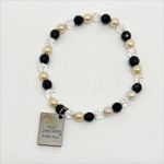 Vintage Mary Kay Beaded Bracelet with The Look Silver Tone Charm Black Photo 2