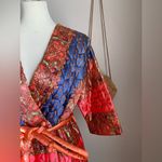 Vintage Satin Bohemian Button HouseCoat Robe, Size 16 Red Size M Photo 1