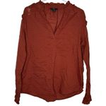 J.Crew  Womens Top Ruffle-trim V-Neck Popover Clip Dot Longsleeve Redwood Rust XS Photo 0