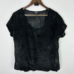 Lucky Brand  Top M Black Burnout Velvet Sheer Boho Whimsigoth Witchy Festival Photo 0