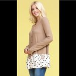 DOUBL JU Long Sleeve, Size XL, Super Soft Top, Button up Front Tan Photo 4