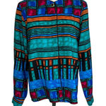 Jordan 80's  jeweltone geometric long sleeve blouse Size Small Photo 0
