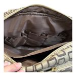 Travel Bag Geometric Tote Bag with Cosmetic Bag and Clear Pouch Like New 17x11 Tan Photo 9