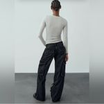ZARA Black Wide Leg Cargo Jeans Photo 7