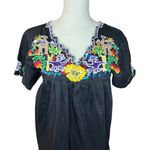 Vintage Hispanic maxi dress black Peru traditional embroidered cotton Size M Photo 1