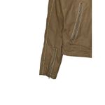 Diesel  Women Jacket Moto Racer Biker Full Zipper‎ Pocket Snap Collar Tan Large Photo 4