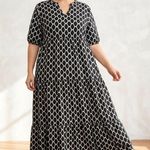 EMERY ROSE Chic Black and White Geometric Summer Maxi Dress size 2XL Photo 0