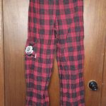 Disney Vintage  Plaid Mickey Mouse Red Pajama Pants Size Small Unisex Photo 1