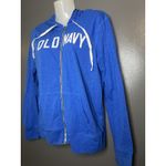 Old Navy Jacket Womens Small Blue Full Zip Logo Hoodie Lightweight Jersey Photo 2