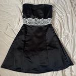 Gunne Sax NWT Vtg Formal Mini Dress Strapless Mini Black White Lace Homecoming Photo 1