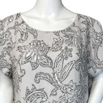 Loft  Shirt Womens Large Gray White Paisley Blouse Neutral Cutout Office‎ Casual Photo 4