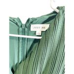 Just Me  Pleated Green Ruffled Midi Dress Small V-Neck Long Sleeve Photo 3