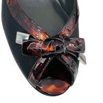 Stuart Weitzman  Fabric Open Toe Heel Patent Leather Tortoise Trim Size 8.5N Photo 5