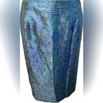 Travis Ayer Silk embroidered straight cut skirt Blue Size 12 Photo 2