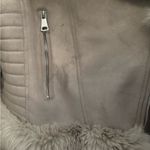 Giolshon Women's Faux Suede Leather Faux Fur Coat with Faux Fur Collar with belt Gray Size XL Photo 4