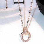 14K Rose Gold Plated Double Circle Pendant Necklace Photo 0