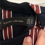 ZARA Navy Red Stripe Thick Shift Dress Ruffle Hem m Photo 3