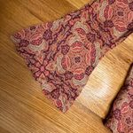 Sanctuary  Boho Peasant Top Large | Burgundy Orange Paisley‎ Fall Blouse Photo 4
