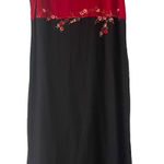 Ease Sport Vintage 90s Size 8 Linen Blend Casual Black‎ Red Floral Maxi Dress Black Photo 0