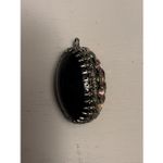 Vintage AB Rhinestone Jet Glass Domed Pendant 1950s Czech/West Germany Style Black Photo 5