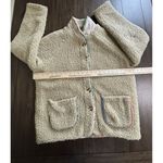 MABLE Coat Womens L Tan Sherpa Fleece Jacket Quilted Lining Paisley Hem Boho Size L Photo 5