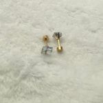 18k Gold plated Square White Crystal Zircon 5mm Stud Earrings Photo 3