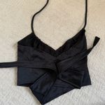 Victoria and Sophia Crop Top In Satin Black Photo 3