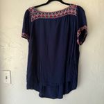 st. john's bay XXL Embroidered Peasant Top Blue Bohemian Blouse Lightweight Photo 6