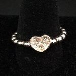 Romeo + Juliet Couture New Dainty Heart Ring Beaded Band Gold Pave crysta Photo 0