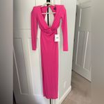 Nookie NWT Jewel Gown Neon Pink Cut Out Backless Dress Maxi Bodycon Long Sleeve Photo 2