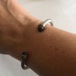 Cable classic Modern Twist Cuff Bracelet Silver tone Black Onyx End Adornment Photo 5