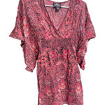 Angie ‎ Pink Paisley Rayon Smocked Waist Kaftan Tunic Top Boho Bohemian Small Photo 0
