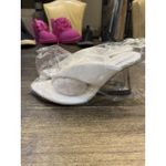 Good American Good American White Lucite Wedge Slip On Sandals Size 8.5 Photo 2