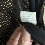 Long Sleeve Sequin Glitter Mock Turtle Neck Sheer Mesh Black And Gold Bodysuit Size L Photo 2