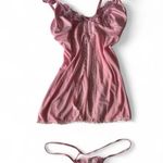 Elegant Moments Dusty Pink Babydoll Lingerie Set with Thong, XL Photo 0