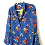 Roller Rabbit NWT  Blue Kori Floral Nyana Tropical Rolled Up Sleeve Shirt Sz S Photo 8