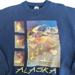 Fruit of the Loom VTG Alaska Graphic Sweatshirt Blue Crewneck Wildlife Size M Photo 0