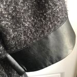 ZARA Charcoal grey faux Black leather trim soft cardigan jacket Medium Photo 6